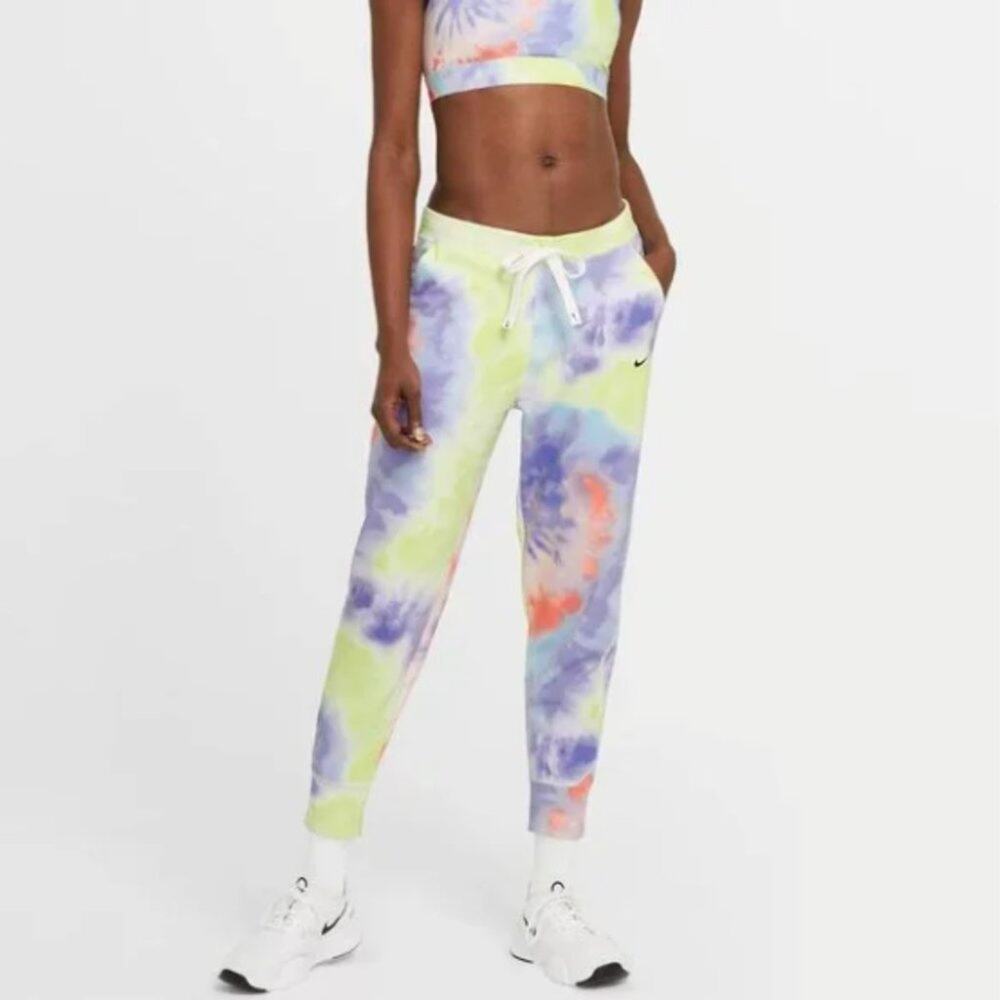 Nike Dri Fit Fleece Tie Dye Purple Pulse 7/8 Training Pants Joggers Medium